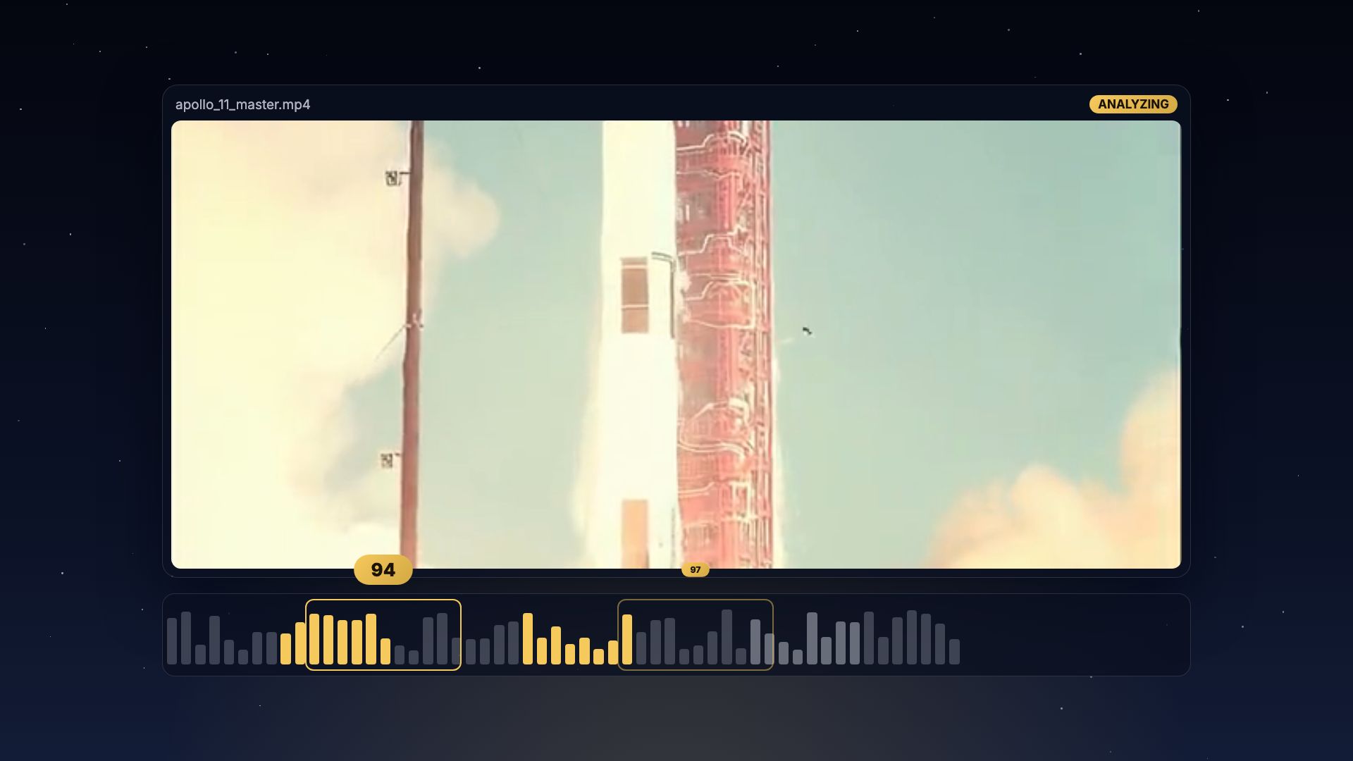 Lumethos analysing a video and scoring its best moments for clips